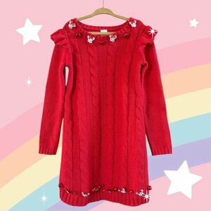 Girl's‎ Carters Minnie Mouse Red Long Sleeve Cable Knit Sweater Dress-Size 5T